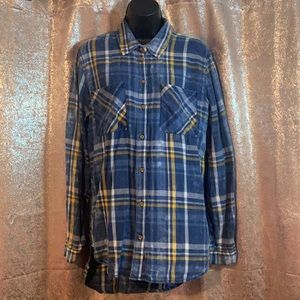 Acid denim button down long sleeve shirt